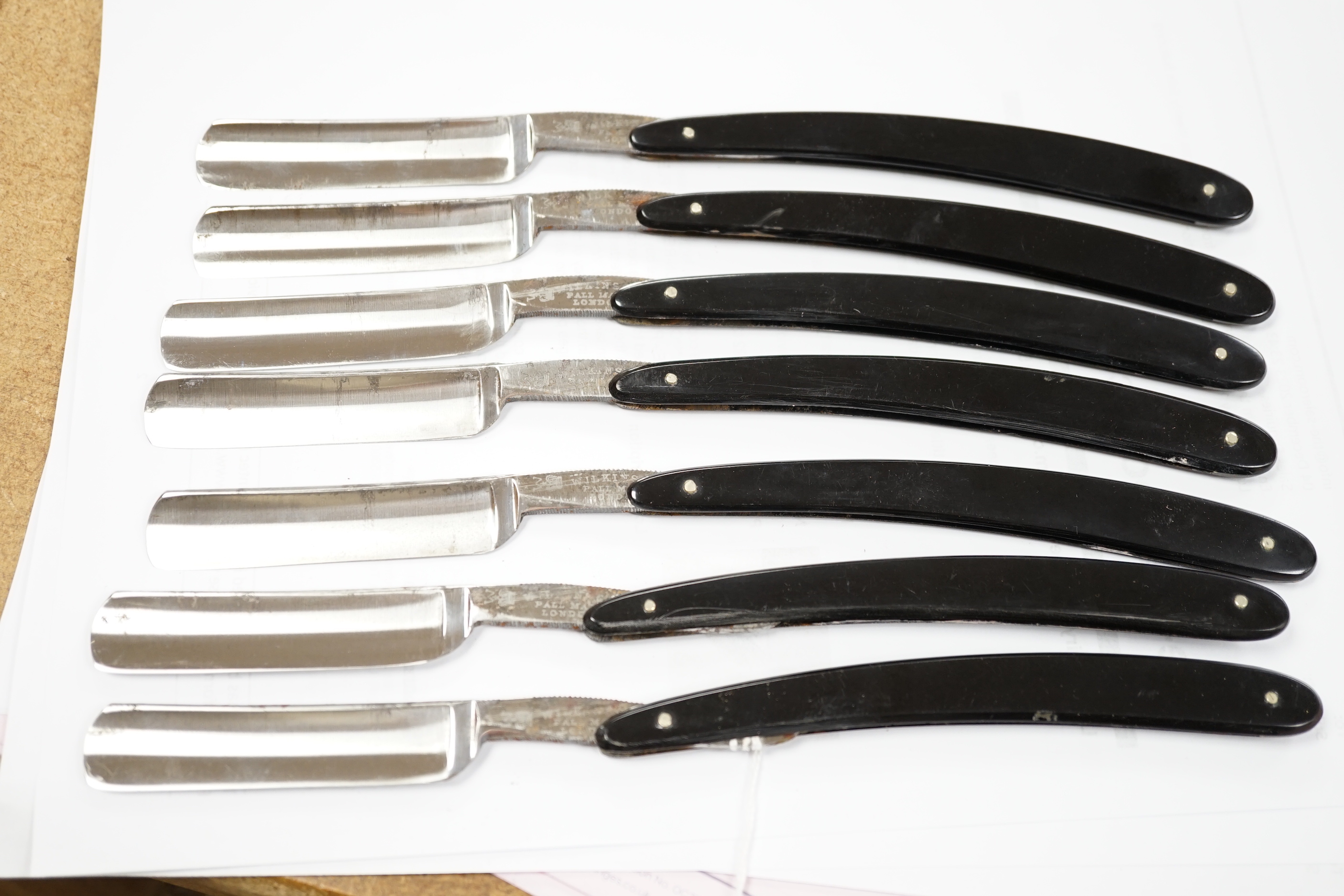 A Wilkinson cased set of seven gentleman's cut throat razors